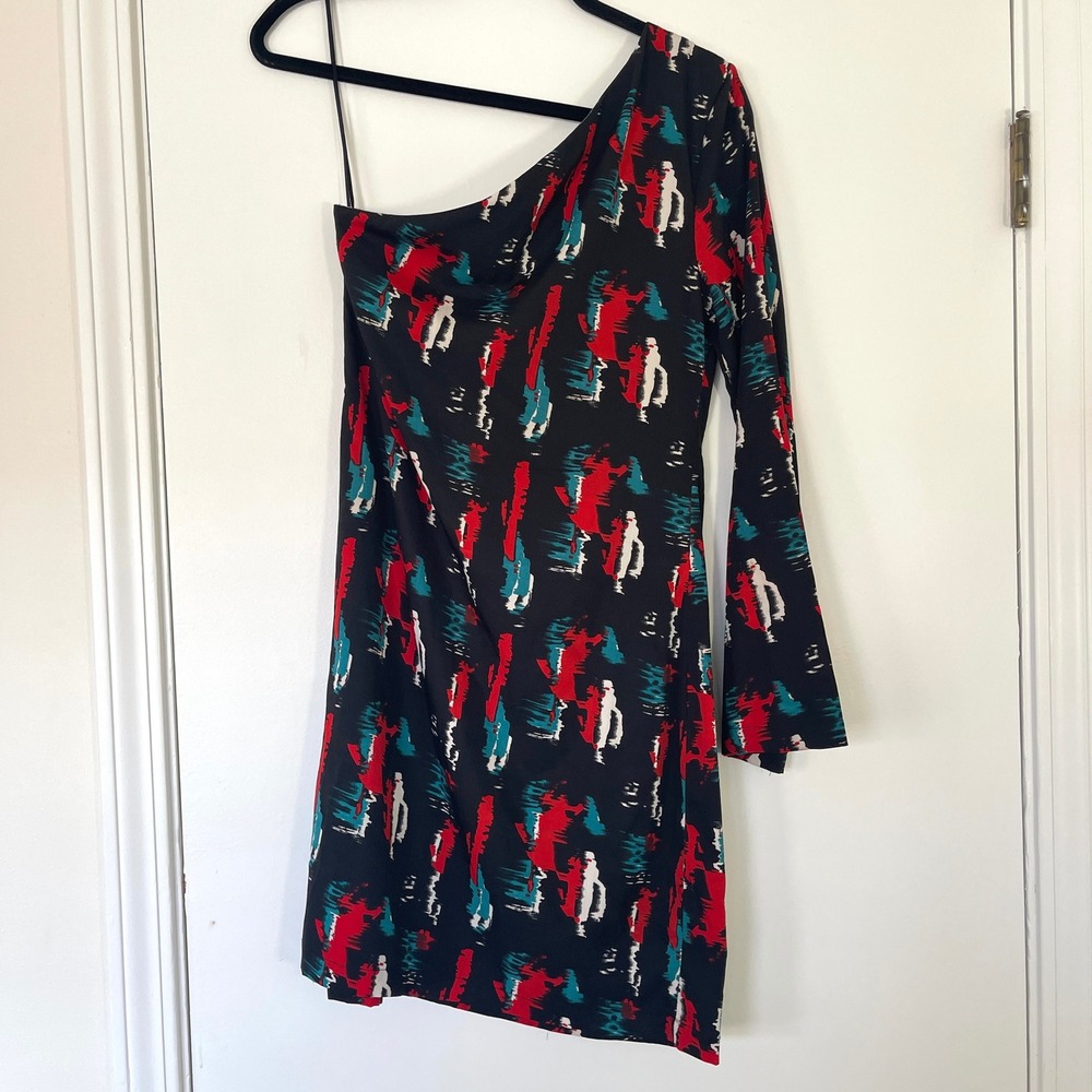 W118 by Walter Baker $158 Black Abstract Allison One Shoulder Women's Dress XS - Picture 8 of 8